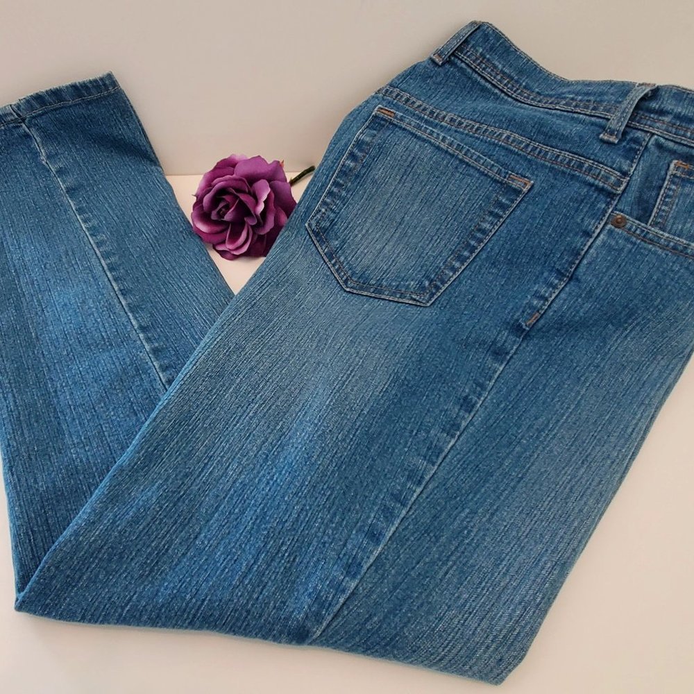 Gloria Vanderbilt Amanda Straight Leg Jeans Women’s Sz 10 Stretch Mid‑Rise Blue